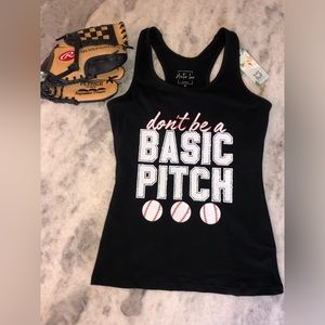 Don’t Be A Basic Pitch Women’s Tank Top - NWT - Women’s Small - Baseball Shirt